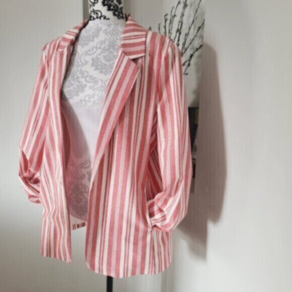 Blazer Jacket Summer Nautical Size 16+ Red White Stripe - Picture 6 of 12